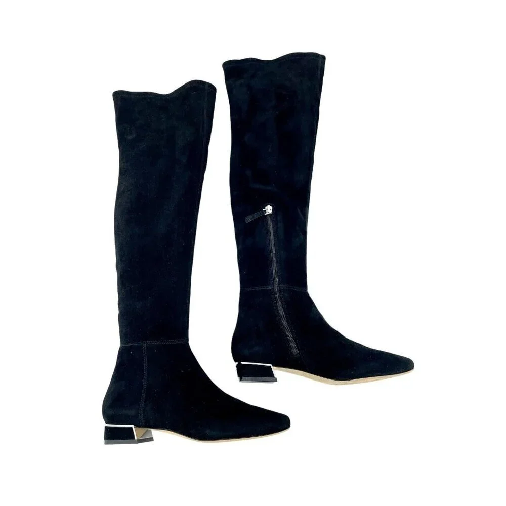 Tory Burch Gigi Black Suede Leather Stretch Over the Knee Boots 6 New $628